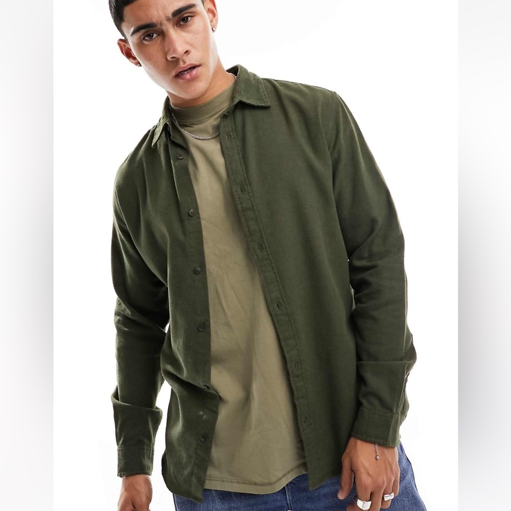 Jack & Jones brushed shirt khaki Forest Night M